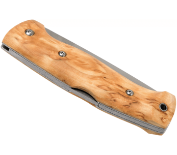 Helle Bleja H625 folding knife 11.7cm birch wood handle + leather sheath 2