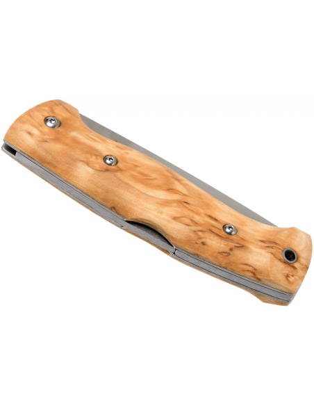 Helle Bleja H625 folding knife 11.7cm birch wood handle + leather sheath