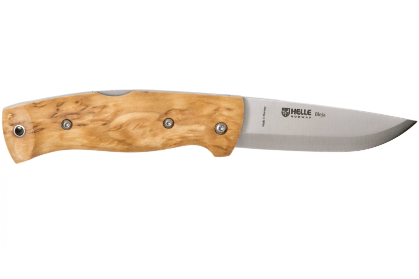 Helle Bleja H625 foldekniv 11,7 cm birketræshåndtag + læderskede