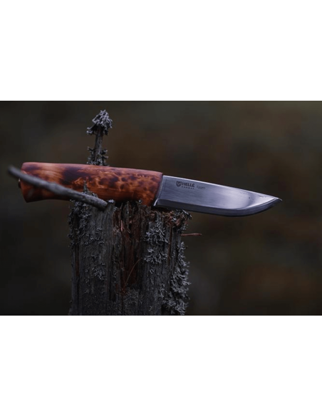 Helle Eggen H201075 stainless steel knife 10cm birch handle + leather sheath