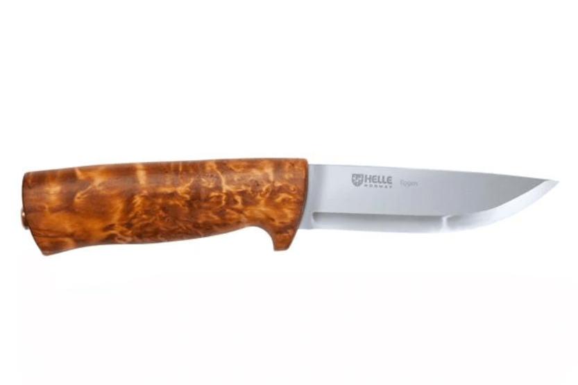 Helle Eggen H201075 stainless steel knife 10cm birch handle + leather sheath