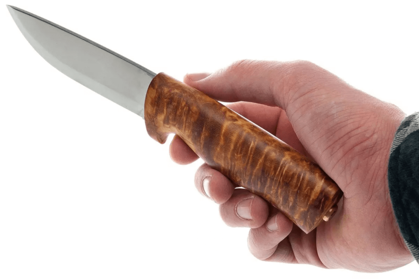 Helle Eggen H201075 stainless steel knife 10cm birch handle + leather sheath