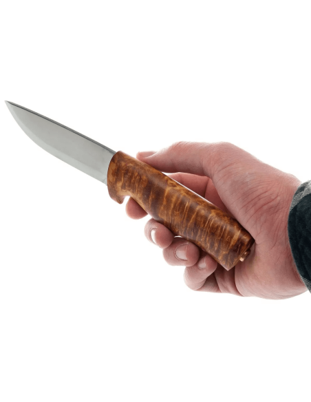 Helle Eggen H201075 stainless steel knife 10cm birch handle + leather sheath
