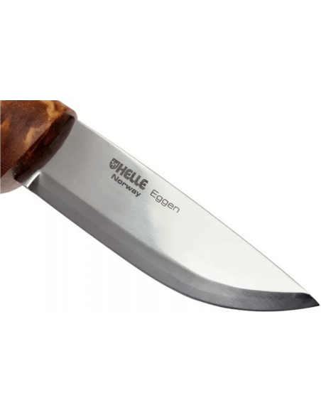 Helle Eggen H201075 stainless steel knife 10cm birch handle + leather sheath