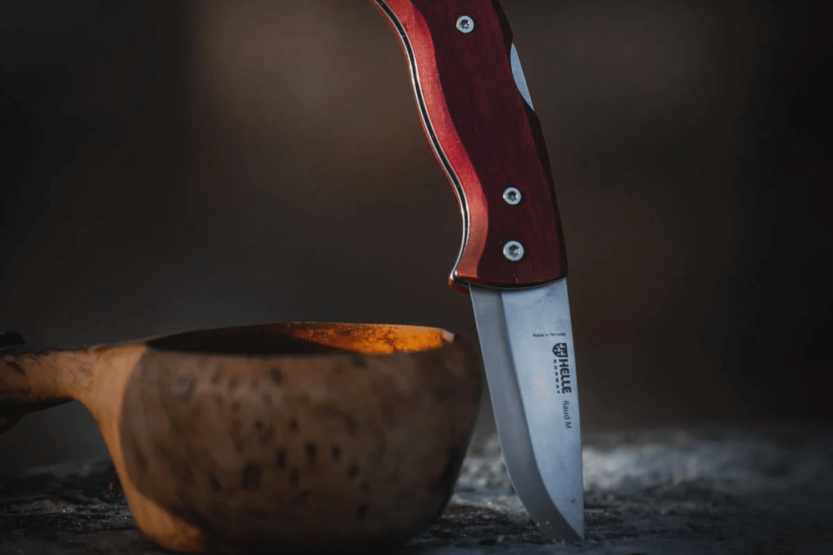 Cuchillo plegable Helle Raud S H663 8cm mango de madera de abedul
