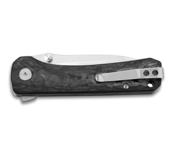 Coltello pieghevole QSP Hawk 131F con manico in fibra di carbonio nero e grigio 2