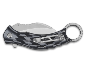 QSP Eagle 120E navaja karambit gris y negra mango G10 13.6cm 2