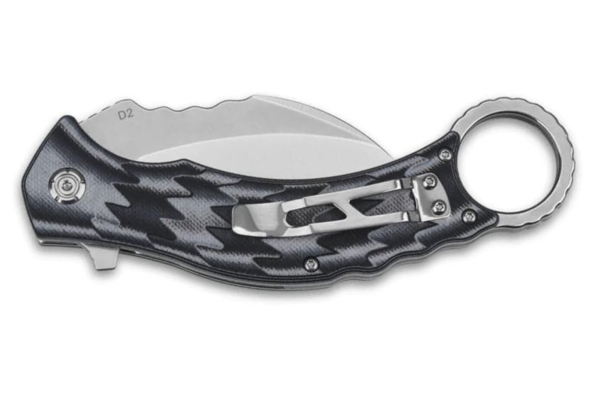 QSP Eagle 120E karambit folding knife grey and black G10 handle 13.6cm