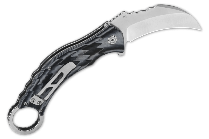 Klappmesser QSP Eagle 120E karambit G10 Griff grau und schwarz 13,6cm