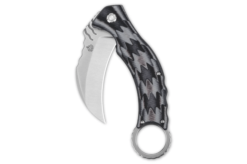 QSP Eagle 120E karambit folding knife grey and black G10 handle 13.6cm