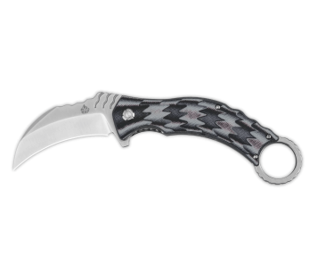 Faca dobrável para karambit QSP Eagle 120E cabo G10 cinzento e preto 13,6cm