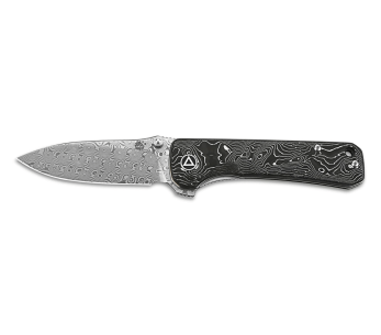 Klappmesser QSP Hawk 131Q Damaszenerstahl Griff aus schwarzer Kohlefaser und Aluminium 10,5cm