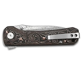QSP Hawk 131S navaja plegable acero damasco fibra de carbono y mango de cobre 10.5cm 2