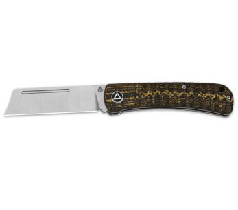Cuchillo plegable QSP Hedgehog 142C con mango de fibra de carbono negro y dorado 9,5cm