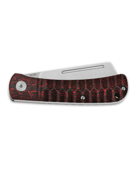 QSP Hedgehog 142D foldekniv svart og rødt karbonfiberhåndtak 9,5 cm