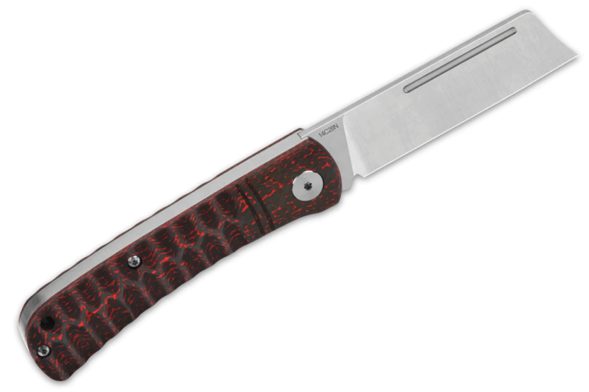 QSP Hedgehog 142D folding knife black and red carbon fiber handle 9.5cm