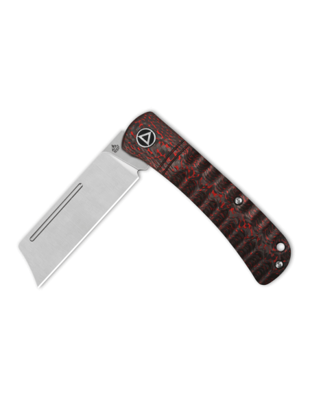 Navalha dobrável QSP Hedgehog 142D com cabo de fibra de carbono preto e vermelho 9,5 cm