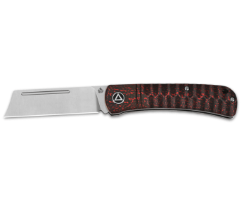 QSP Hedgehog 142D fällkniv svart och rött kolfiberhandtag 9,5cm