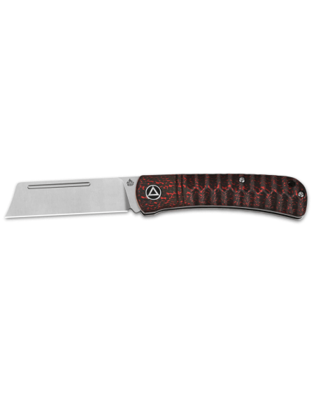 QSP Hedgehog 142D foldekniv sort og rødt kulfiberhåndtag 9,5 cm