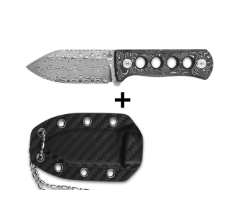 QSP Canary 141E taittoveitsi 6.3cm damascusterä ja alumiinikahva + Kydex tuppeen avattu alumiini