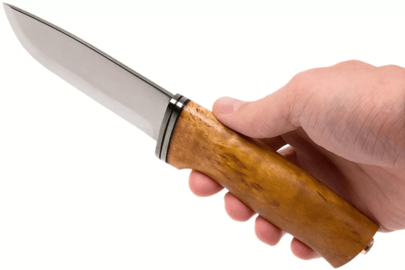 Helle Alden H076 stainless steel knife 10.5cm birch handle + leather sheath