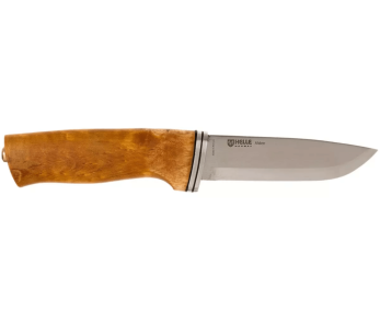 Helle Alden H076 roestvrijstalen mes 10,5cm berkenhouten heft + leren schede