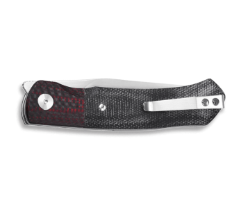 QSP Gannet 137A foldekniv Sort og rød carbon og micarta-håndtag 11,4 cm 2