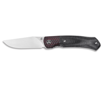 QSP Gannet 137A navaja plegable carbono negro y rojo y mango micarta 11.4cm
