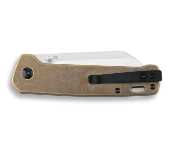 Coltello pieghevole QSP Penguin 130F 10,2 cm manico in ottone stonewashed marrone 2