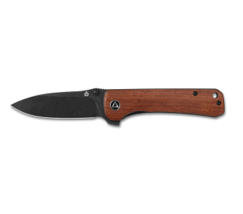 Cuchillo plegable QSP Hawk 131O2 con hoja negra y mango de madera Mkuruti de 10,5cm