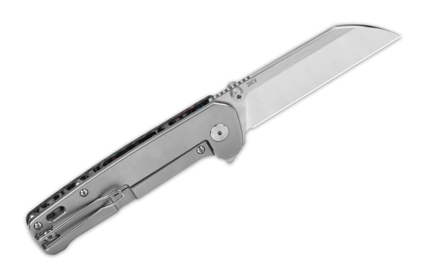 Faca dobrável QSP Penguin Plus 130XLG1 Cabo multicolorido em carbono/titânio de 11,4 cm