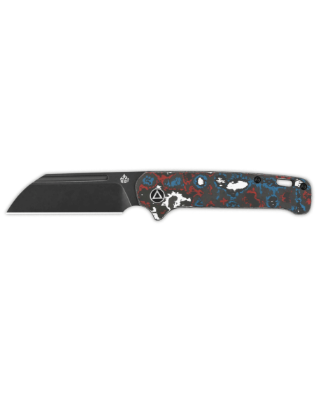 QSP Penguin 130SJF2 fällkniv svart blad mångfärgat kolfiberhandtag 10,3cm