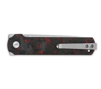 Navalha dobrável QSP Lark 144D com cabo preto e vermelho de 10,8 cm em carbono/G10 2