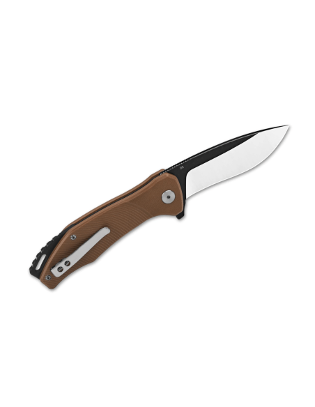 Navalha dobrável QSP Raven 122A Cabo G10 castanho de 11,4 cm