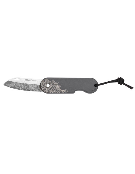 Coltello pieghevole eco-responsabile La Vague French Skult manico grigio da 10 cm
