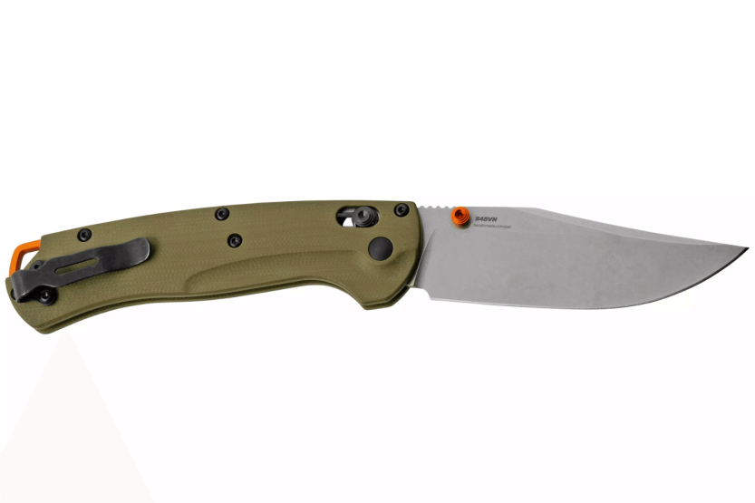 Faca dobrável Benchmade Taggedout 15536 verde com cabo G10 11,7 cm