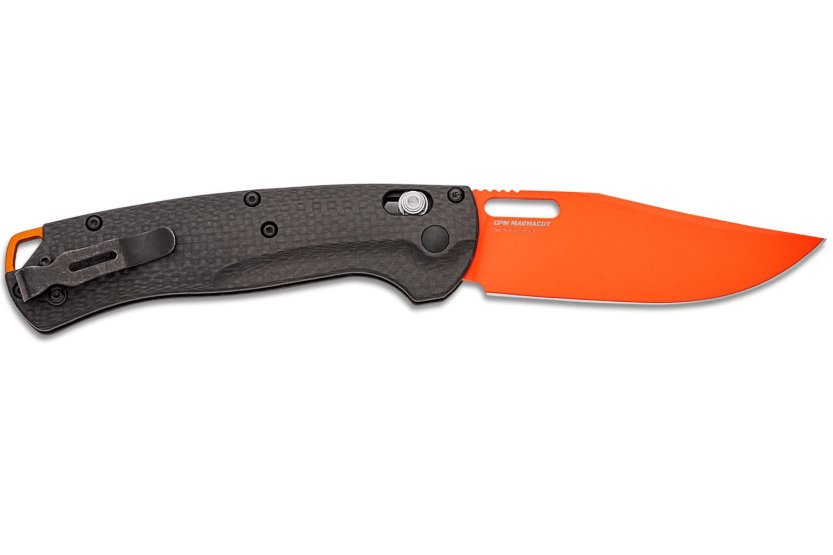 Benchmade Taggedout foldekniv 15535OR-01 orange klinge sort kulfiberhåndtag 11,7 cm