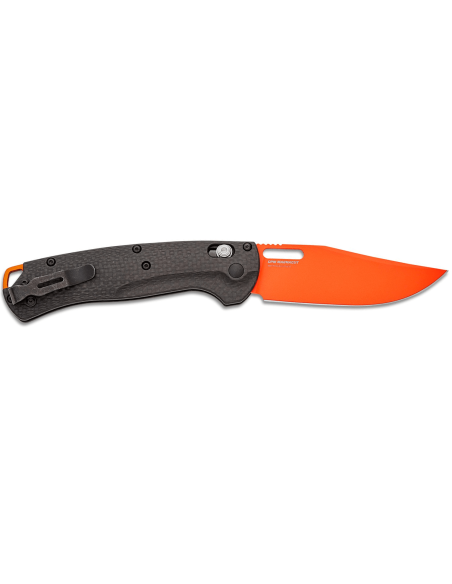 Benchmade Taggedout foldekniv 15535OR-01 orange klinge sort kulfiberhåndtag 11,7 cm