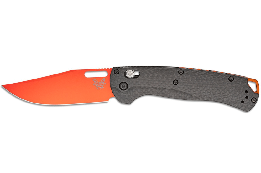 Benchmade Taggedout foldekniv 15535OR-01 orange klinge sort kulfiberhåndtag 11,7 cm