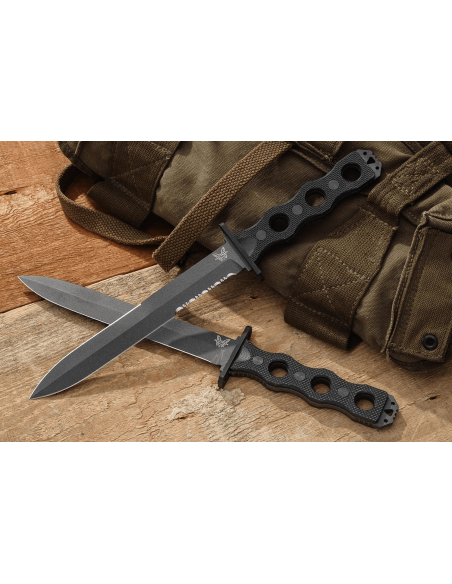 Benchmade SOCP 185BK kniv 18cm blad i rostfritt stål svart G10 genombrutet handtag med slida
