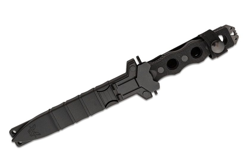 Benchmade SOCP 185BK mes 18cm roestvrij staal zwart G10 opengewerkt handvat met schede