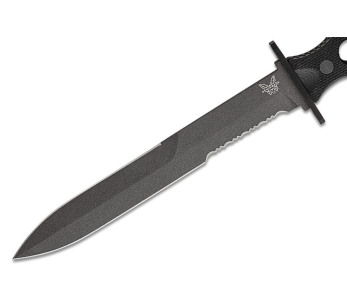 Benchmade SOCP 185SBK kniv 18 cm halvsaget blad svart G10 gjennombrutt håndtak med etui 2