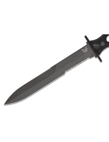 Benchmade SOCP 185SBK kniv 18cm halvslipat blad svart G10 genombrutet handtag med fodral