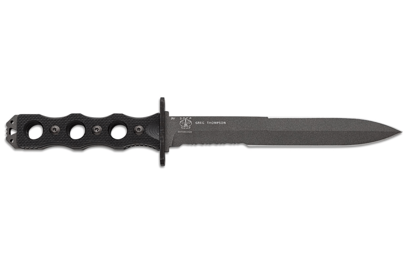 Benchmade SOCP 185SBK kniv 18 cm halvtandet blad sort G10 gennembrudt håndtag med etui