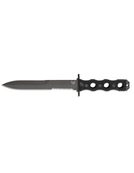 Faca Benchmade SOCP 185SBK Lâmina semi-serrilhada de 18 cm, punho aberto em G10 preto com bainha