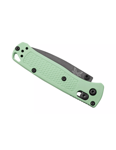 Benchmade Mini Bugout Sea Foam foldekniv 533GY-06 svart blad grønt Grivory håndtak 9,4cm