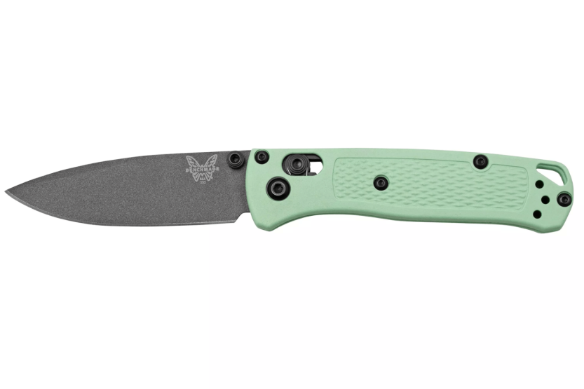 Benchmade Mini Bugout Sea Foam foldekniv 533GY-06 svart blad grønt Grivory håndtak 9,4cm