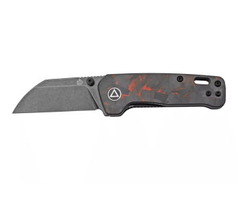 Cuchillo plegable QSP Penguin Mini 130XSE2 con mango de carbono y G10 negro y rojo 8.2cm