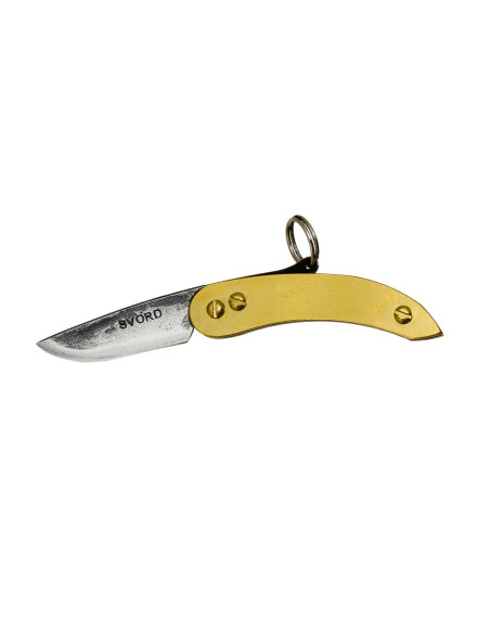 Faca dobrável Svord Peasant Micro Brass SVPKMB com cabo de latão de 8 cm
