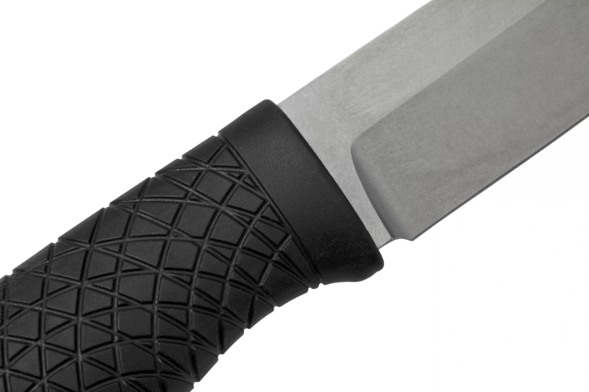 Böker Bronco Mes 121504 11.3cm stalen lemmet zwart TPE handvat + lederen schede met vuurstarter